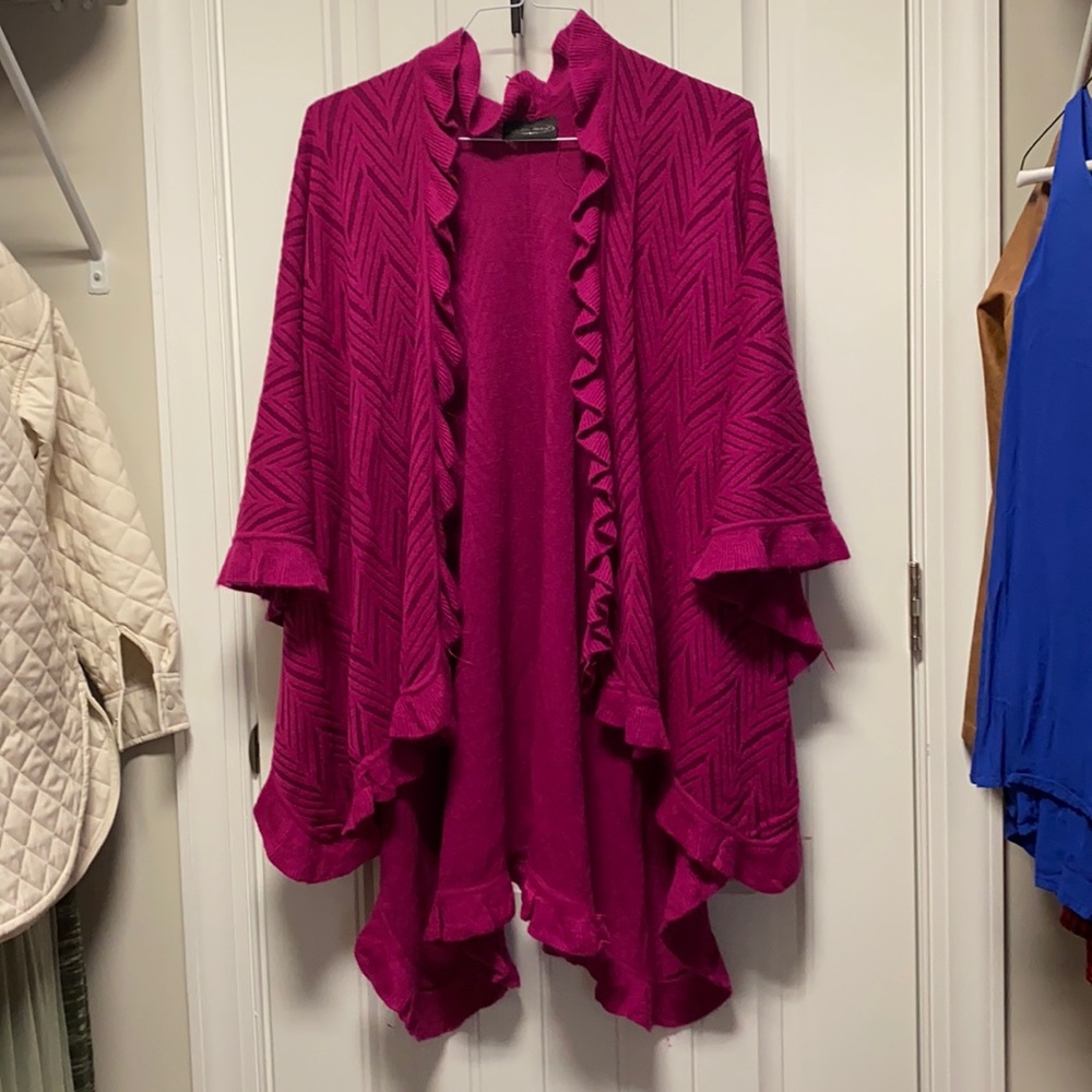 Pink Ruffle Trim Shawl